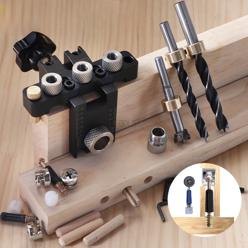Dowel Jig Kit - 3'ü 1 Arada Ayarlanabilir Dübel Delme