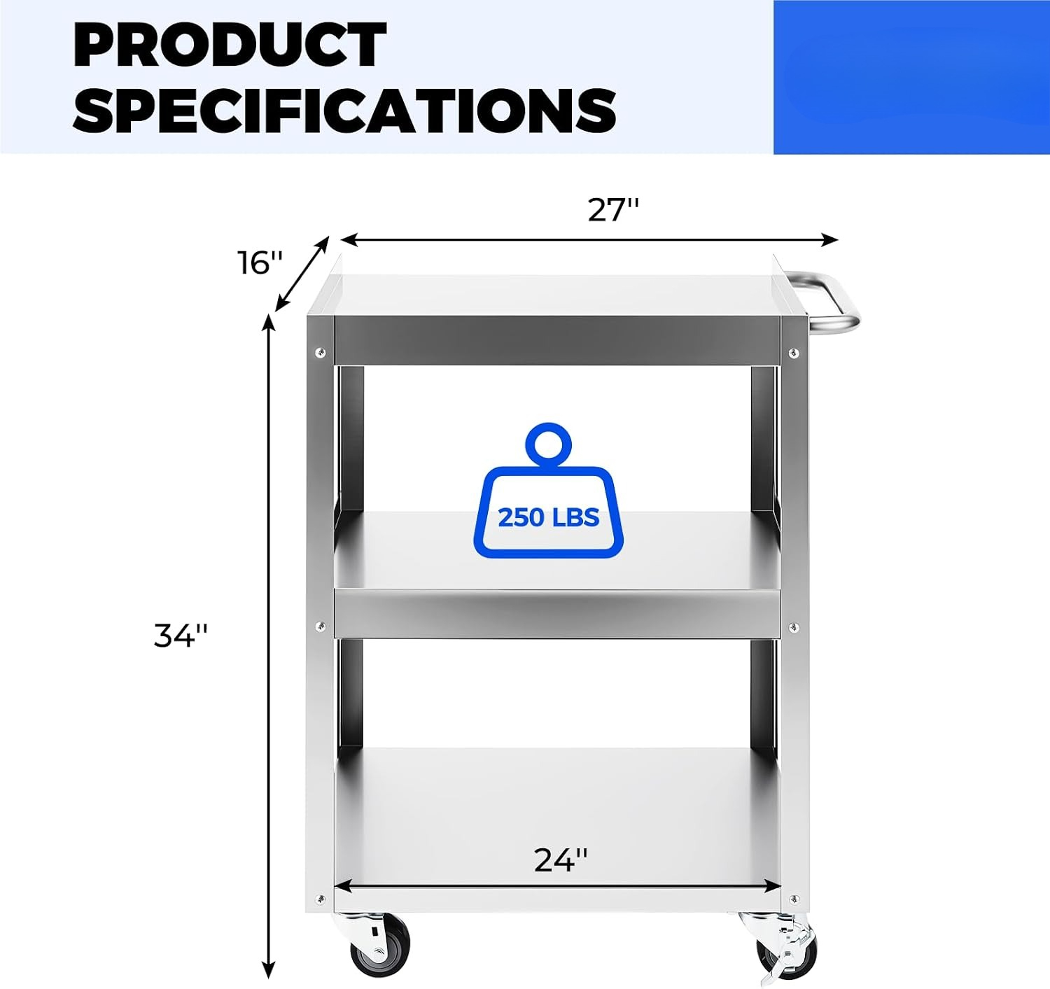3 Katlı Paslanmaz Çelik Tekerl - Workshop Tools Shelf incelemesi ve fiyatı