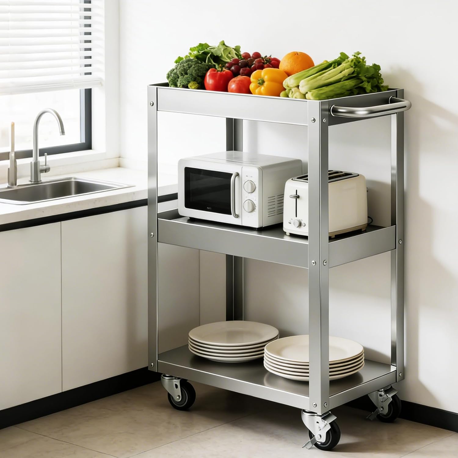 3 Katlı Paslanmaz Çelik Tekerl - Workshop Tools Shelf incelemesi ve fiyatı